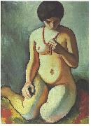 August Macke, Female nude with coral necklace